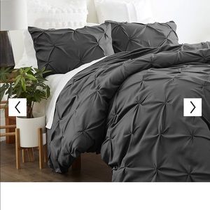 Queen Dark grey pin tuck duvet cover